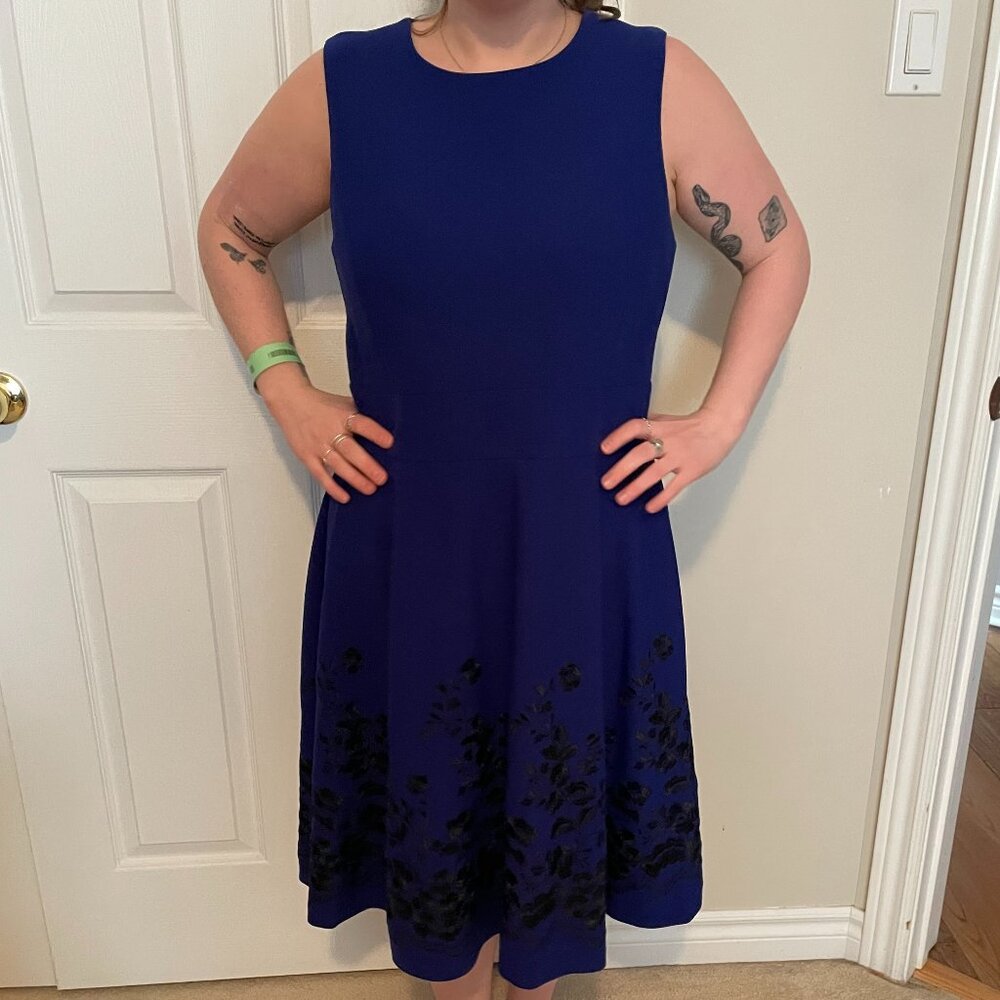 Royal blue sleeveless boat neck dress